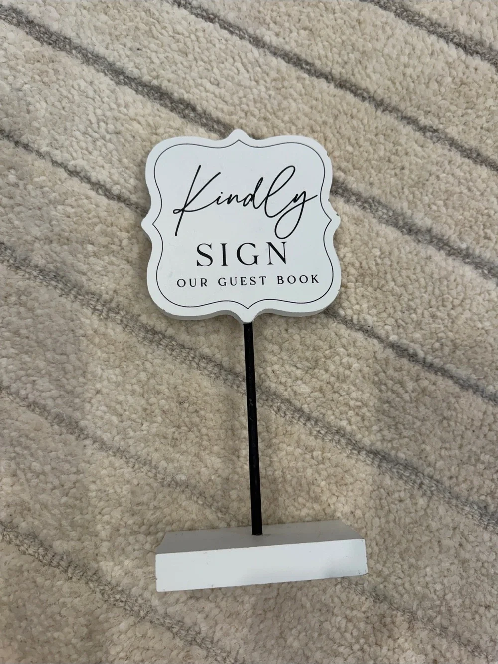 'Kindly Sign Our Guest Book' Table Sign - White & Black